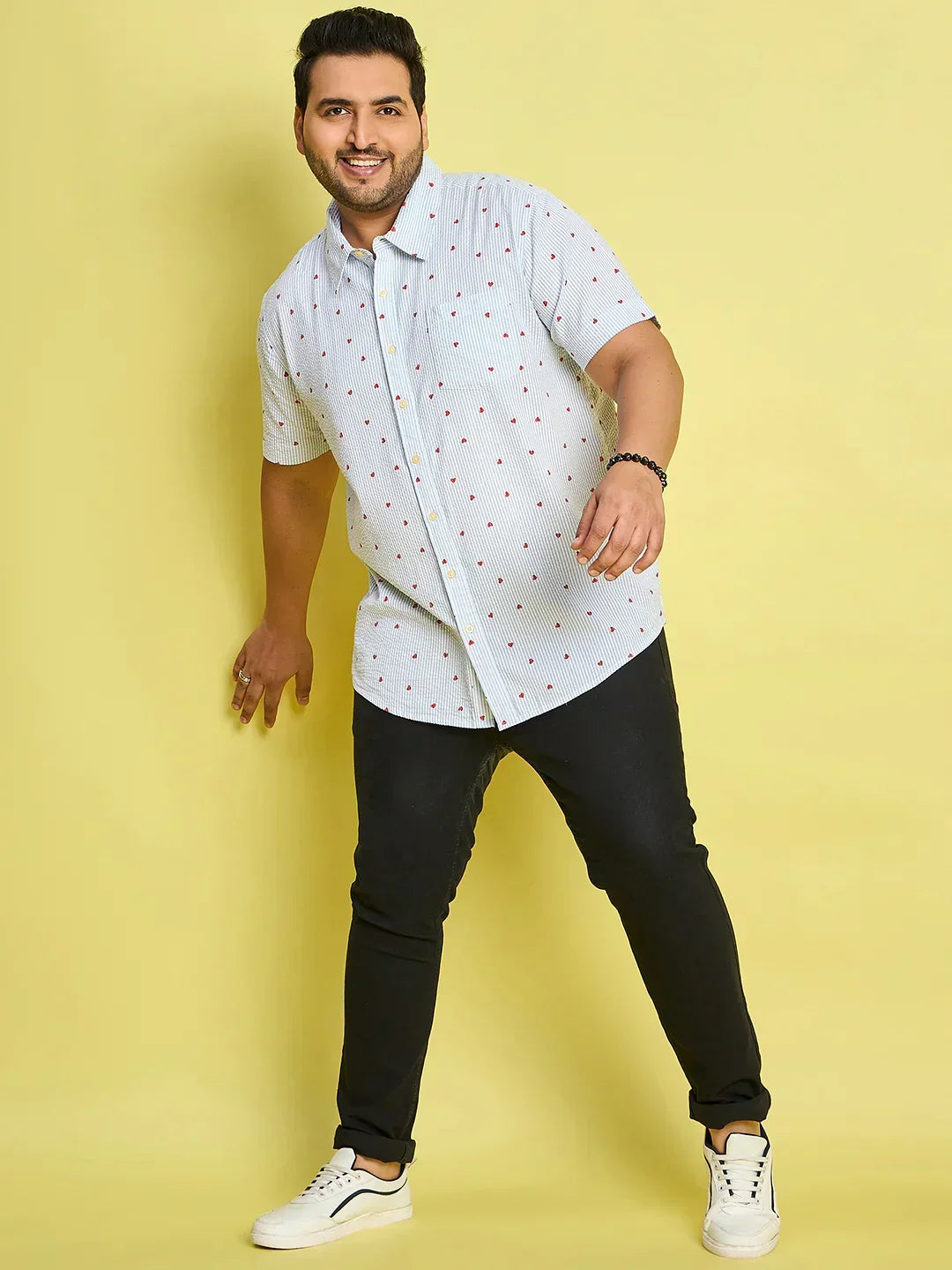 Men Plus Size Zadok Heart Printed Multi Color shirt - bigbanana