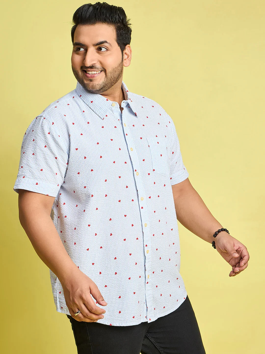 Men Plus Size Zadok Heart Printed Multi Color shirt - bigbanana