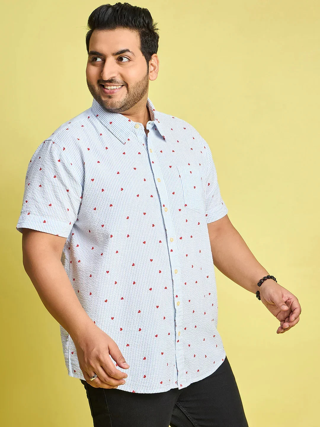 Men Plus Size Zadok Heart Printed Multi Color shirt - bigbanana