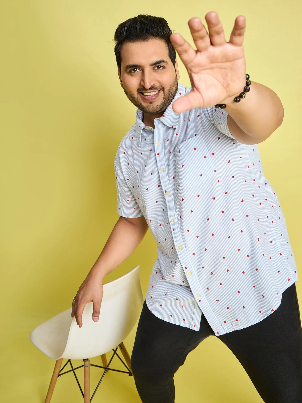 Men Plus Size Zadok Heart Printed Multi Color shirt - bigbanana