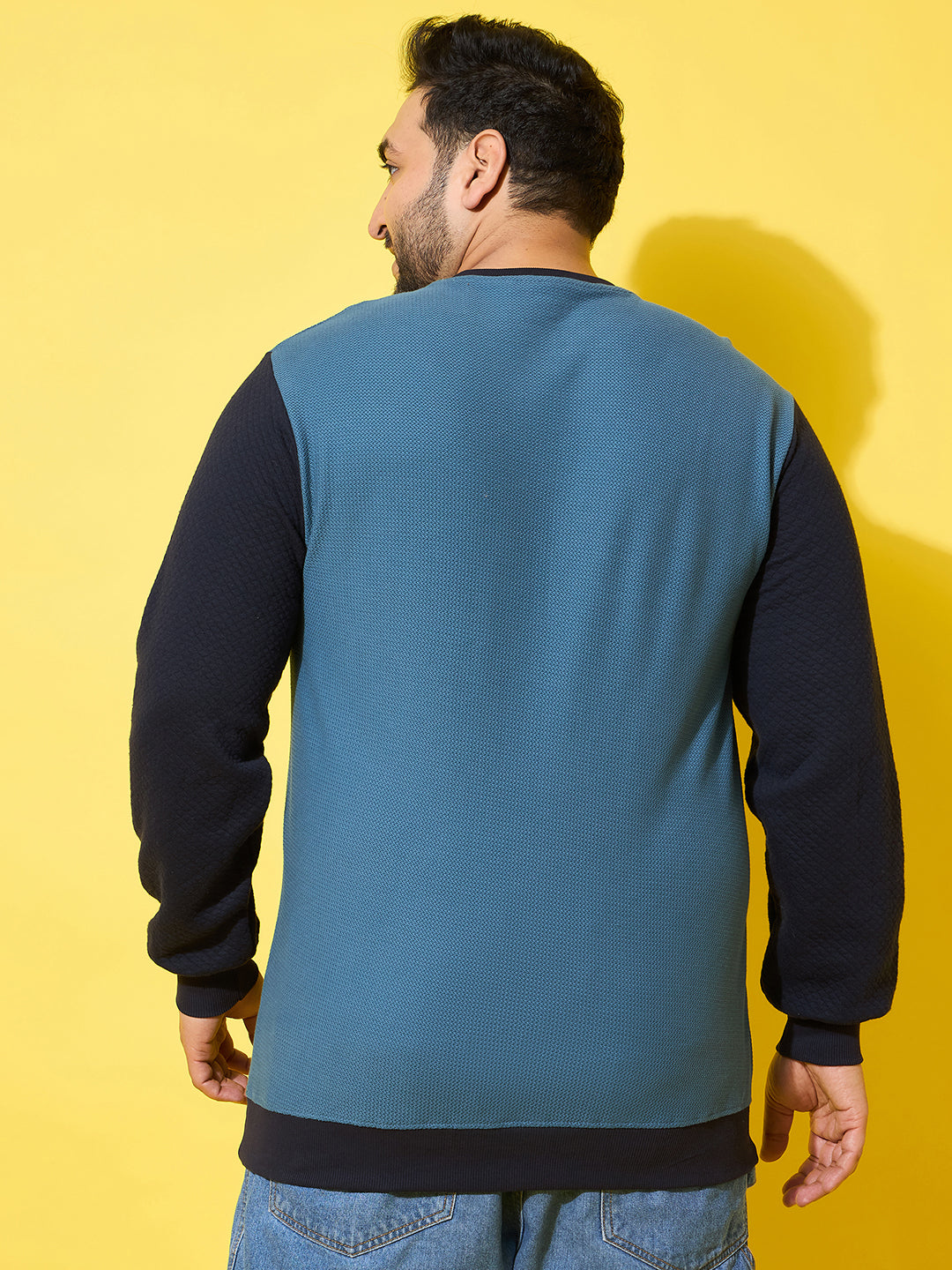 Men Plus Size Zerk Multicolor Colorblock Sweatshirt