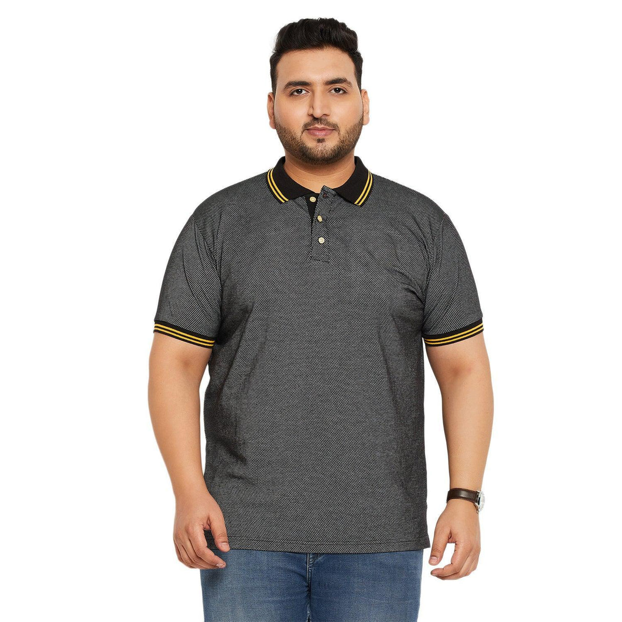 Men Plus Size Ziller Textured Polo Tshirt - bigbanana