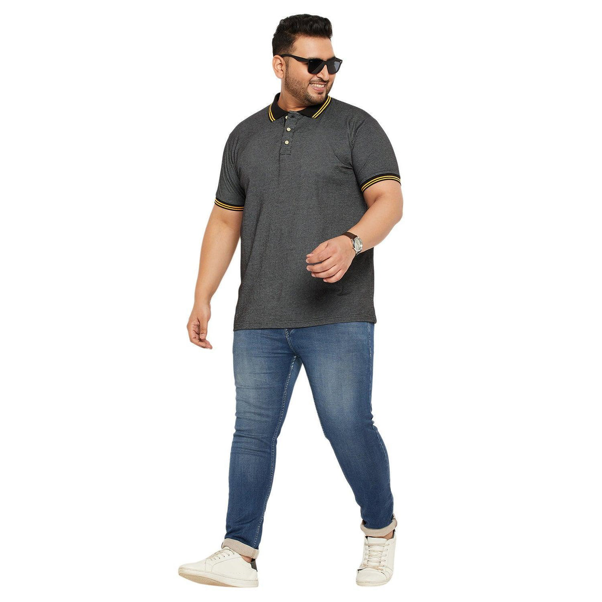 Men Plus Size Ziller Textured Polo Tshirt - bigbanana
