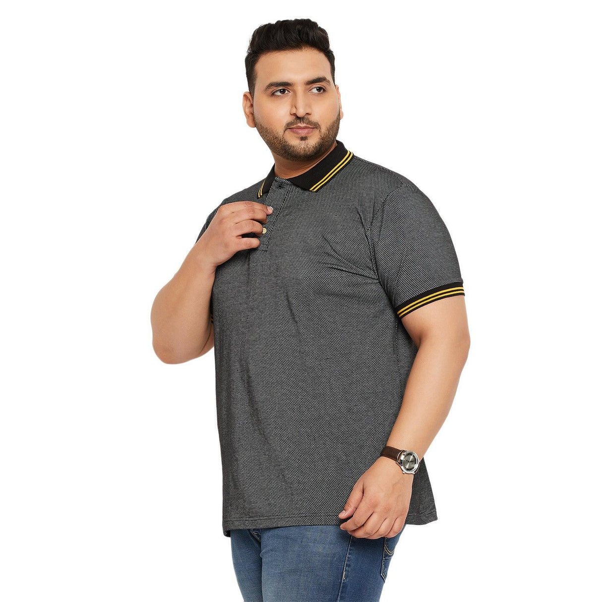 Men Plus Size Ziller Textured Polo Tshirt - bigbanana