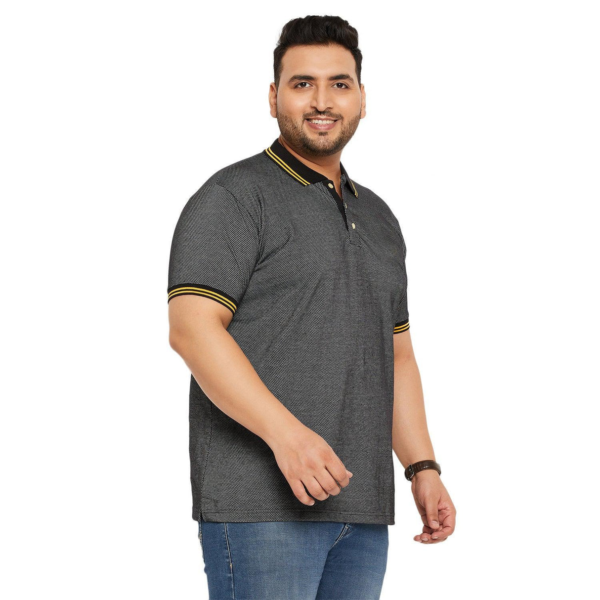 Men Plus Size Ziller Textured Polo Tshirt - bigbanana