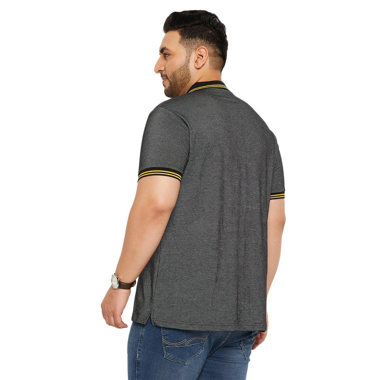 Men Plus Size Ziller Textured Polo Tshirt - bigbanana