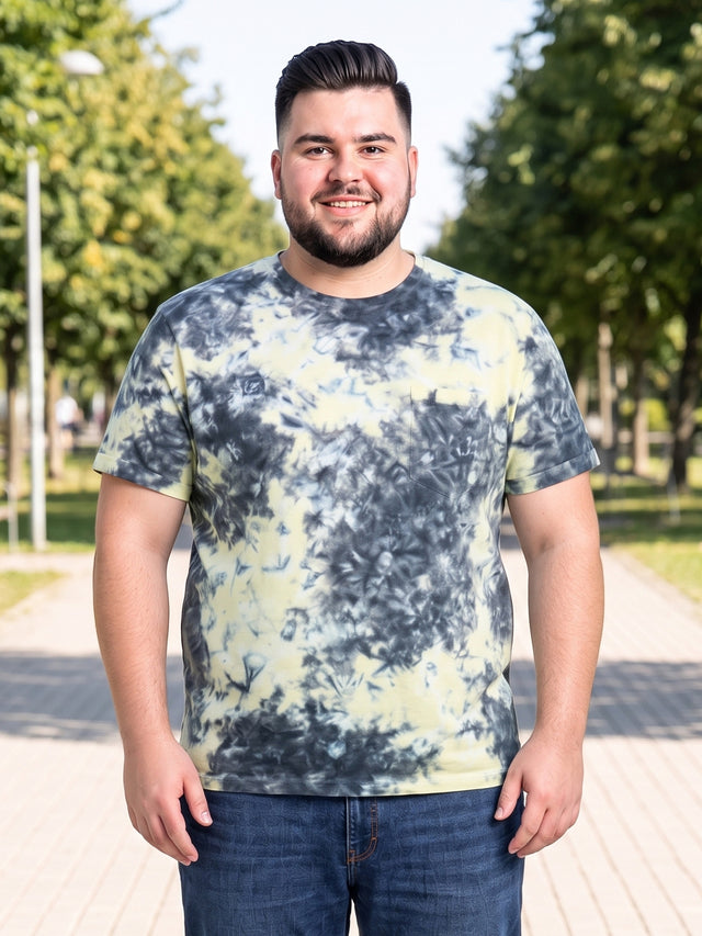 Men Plus Size Brabble Multicolor Printed Round Neck Tshirt