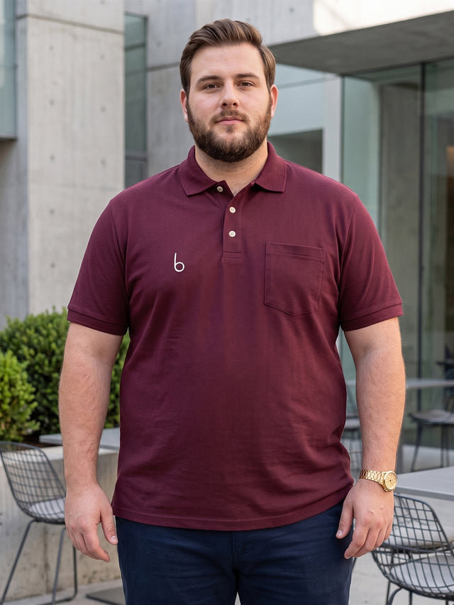 Men Plus Size Brew-Maroon Maroon Solid Polo Tshirts