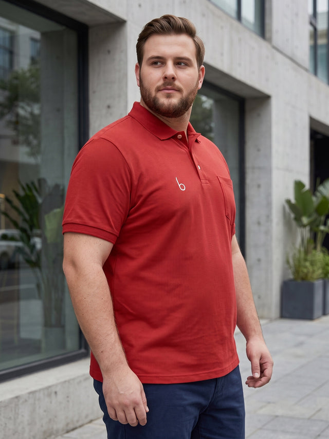 Men Plus Size Brew-Red Red Solid Polo Tshirts