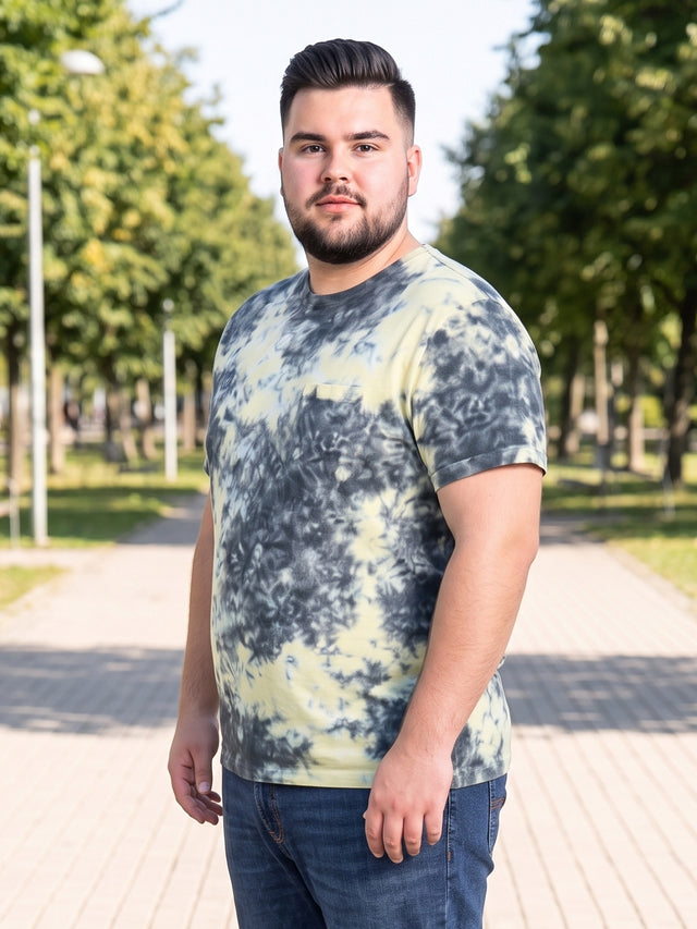 Men Plus Size Brabble Multicolor Printed Round Neck Tshirt