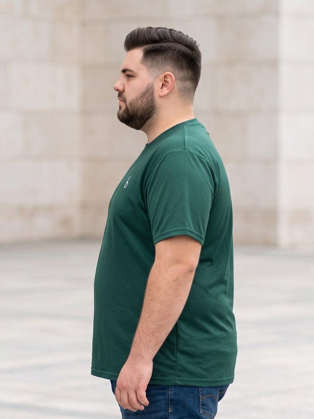 Men Plus Size Vaporcrew-Green Solid Green Round Neck