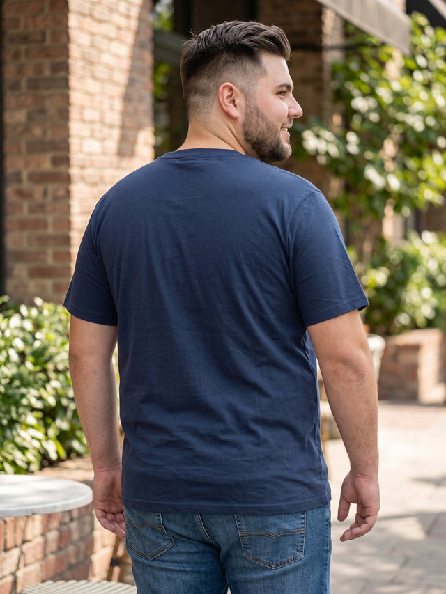 Men Plus Size Icebold Navy-Blue Printed Round Neck Tshirt