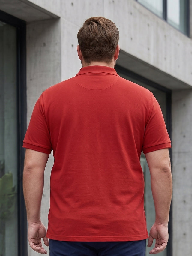 Men Plus Size Brew-Red Red Solid Polo Tshirts