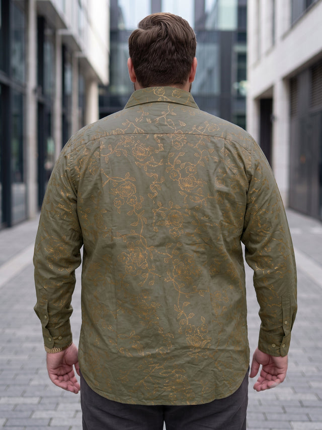 Men Plus Size Turlough Brown Printed Shirts