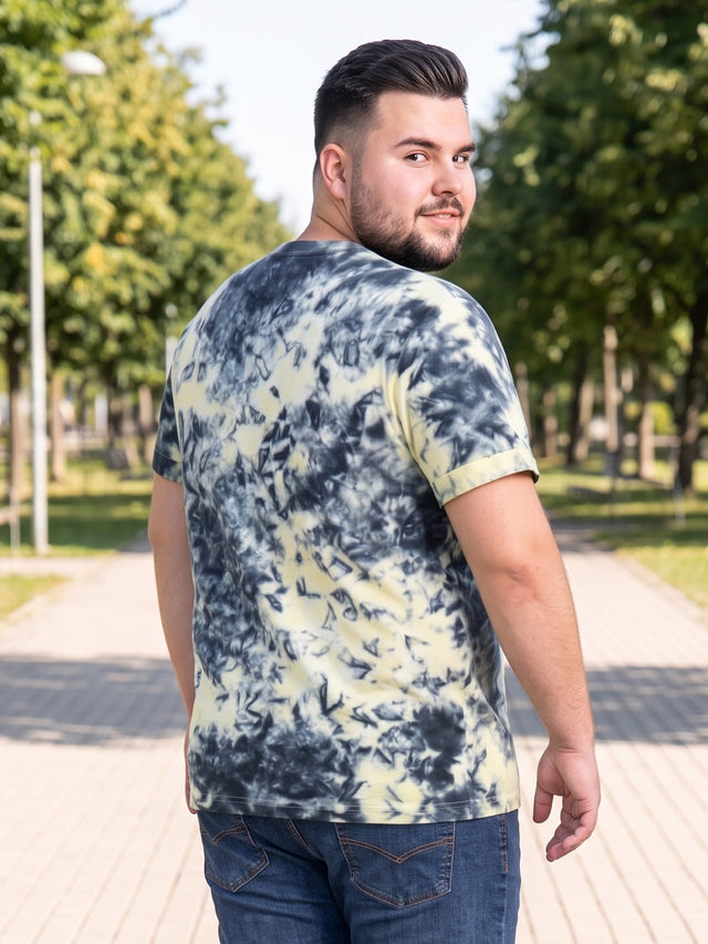 Men Plus Size Brabble Multicolor Printed Round Neck Tshirt
