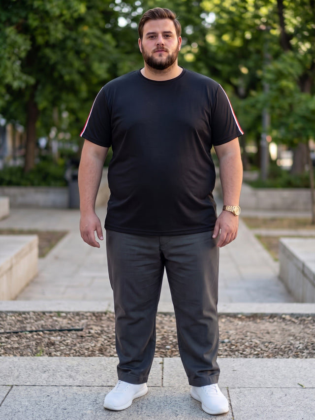 Men Plus Size Dote Solid Round Neck Tshirt