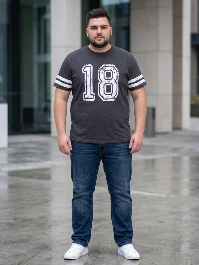 Men Plus Size Sudan Dark Grey Printed Round Neck Tshirts
