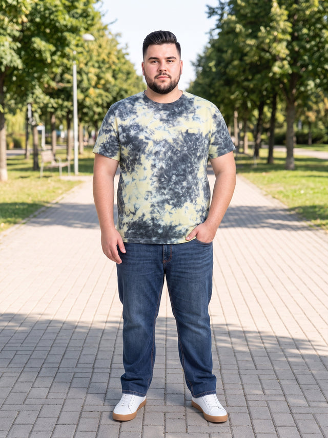 Men Plus Size Brabble Multicolor Printed Round Neck Tshirt