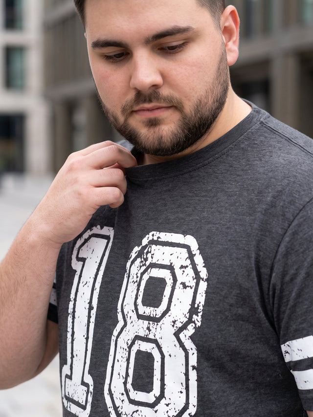 Men Plus Size Sudan Dark Grey Printed Round Neck Tshirts