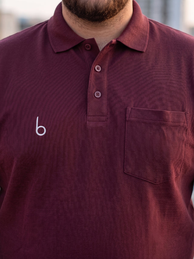 Men Plus Size Brew-Maroon Maroon Solid Polo Tshirts