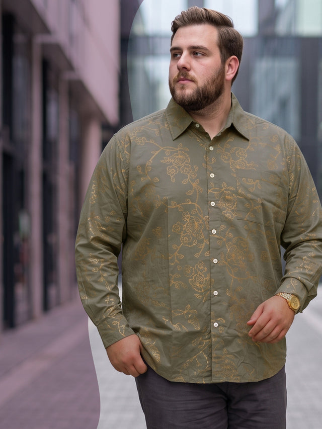 Men Plus Size Turlough Brown Printed Shirts