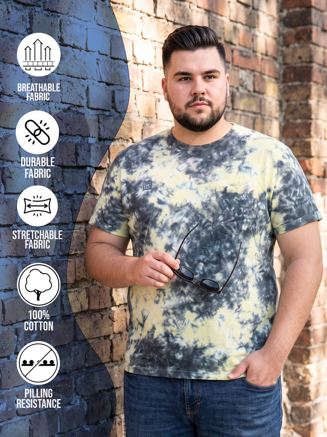Men Plus Size Brabble Multicolor Printed Round Neck Tshirt