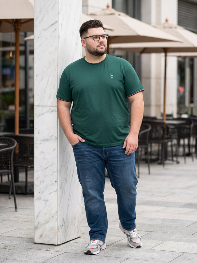 Men Plus Size Vaporcrew-Green Solid Green Round Neck