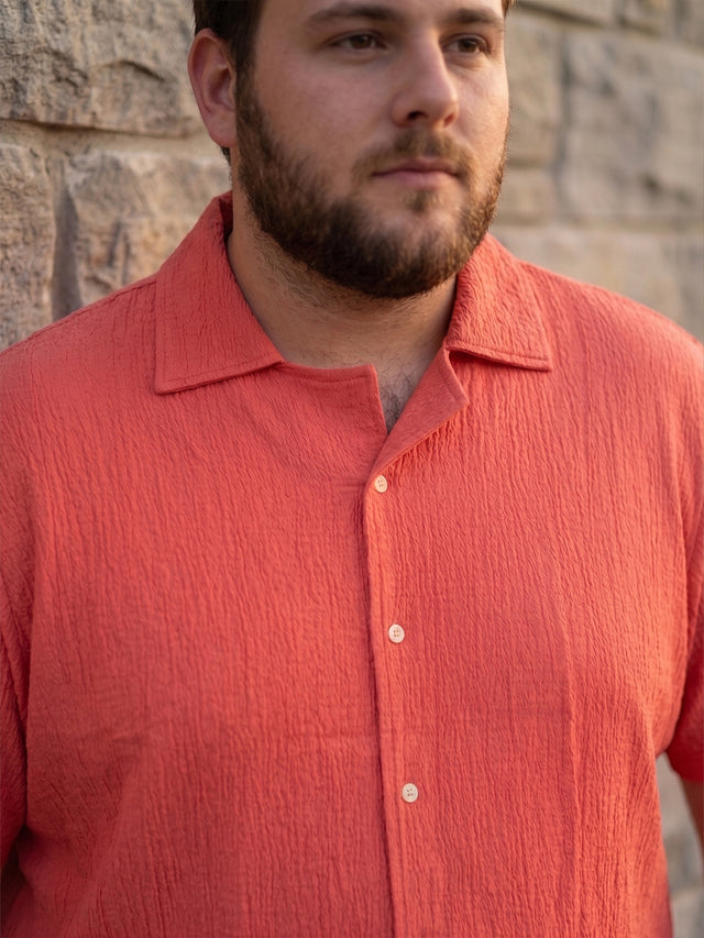 Men Plus Size Oriyeno Red Self Design Shirts
