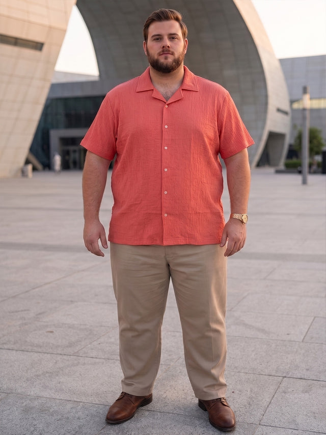 Men Plus Size Oriyeno Red Self Design Shirts