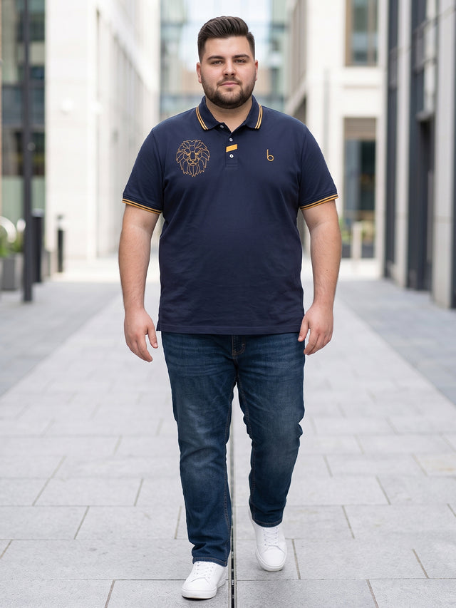 Men Plus Size Savage-Navy Solid Navy Blue Polo Men Tshirt