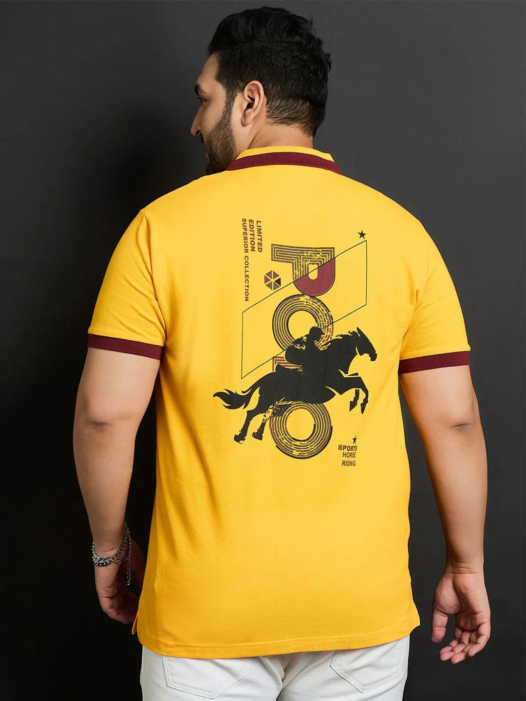 Men Plus Size Jamaica-Yellow Printed Polo Tshirt - bigbanana