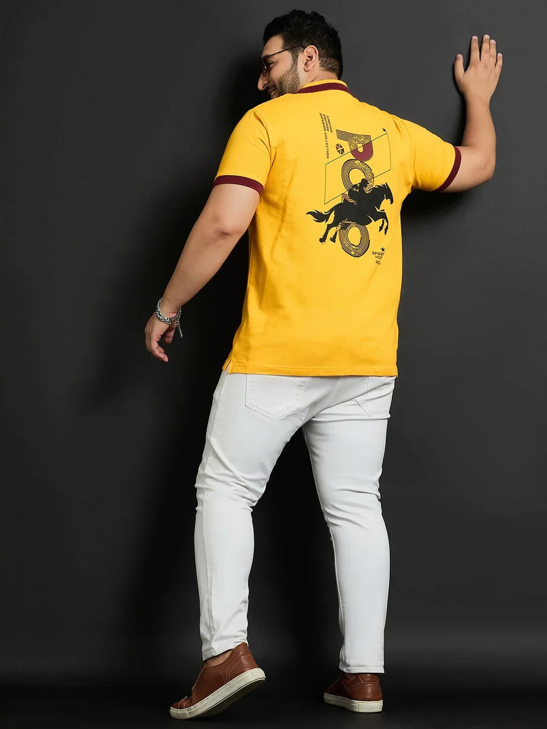 Men Plus Size Jamaica-Yellow Printed Polo Tshirt - bigbanana