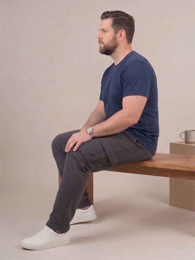 Men Plus Size Slatesmith Grey Solid Trackpant