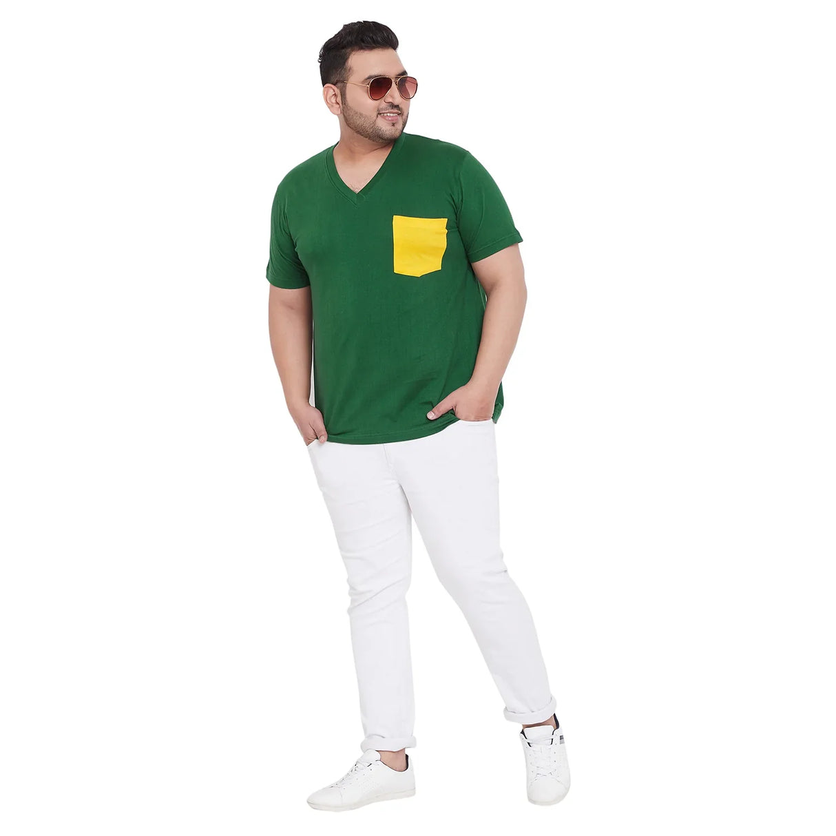 Men Plus Size Hagan GR Solid V Neck Tshirt - bigbanana