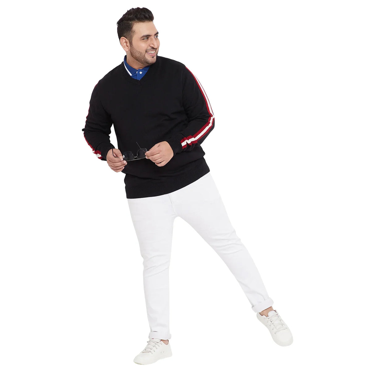 Men Plus Size Deep Solid Sweater - bigbanana