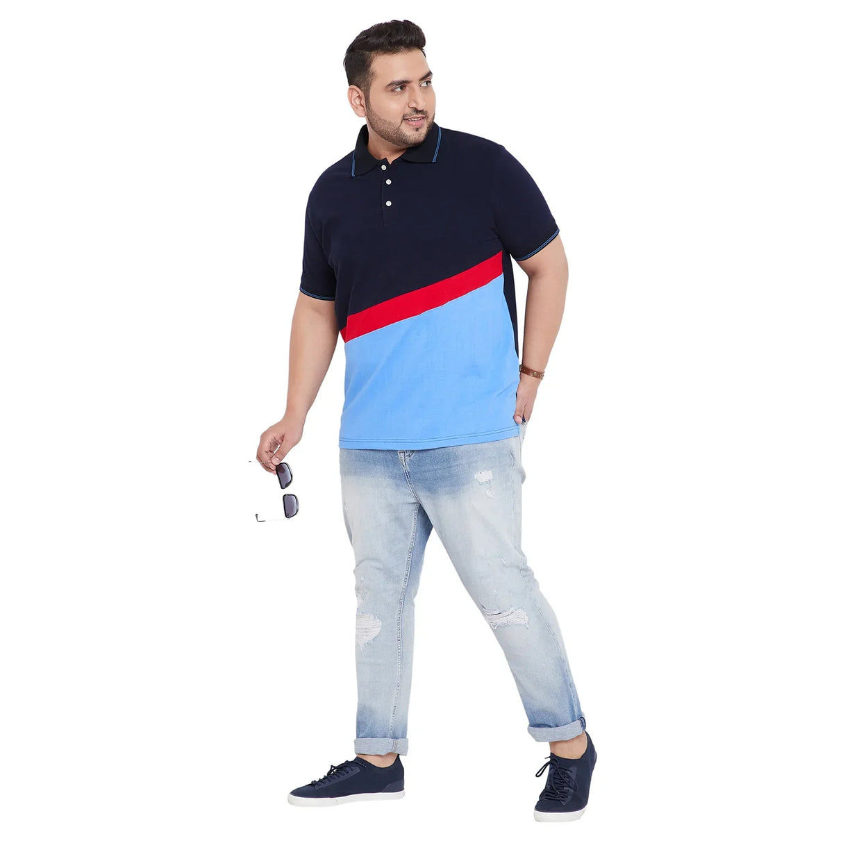 Men Plus Size Ezek Colorblock Polo Tshirt - bigbanana
