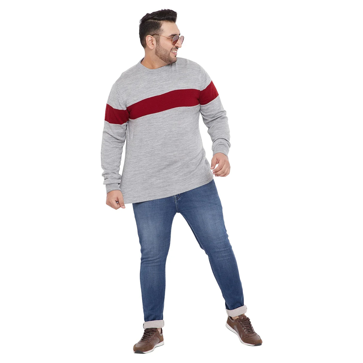 Men Plus Size Darik Solid Sweater - bigbanana