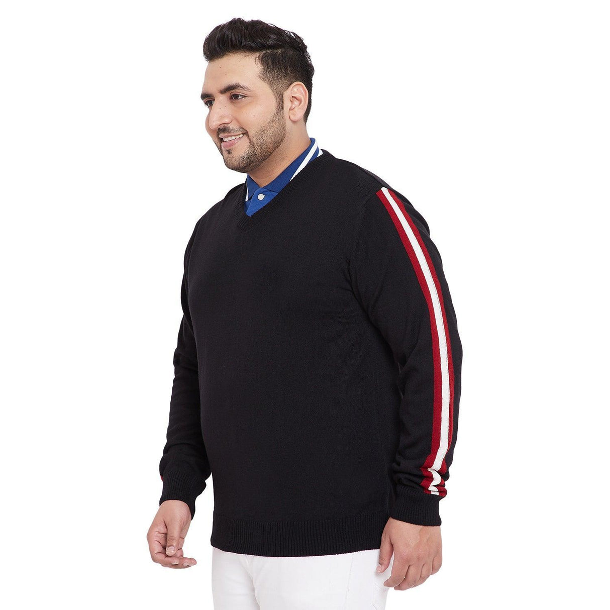 Men Plus Size Deep Solid Sweater - bigbanana