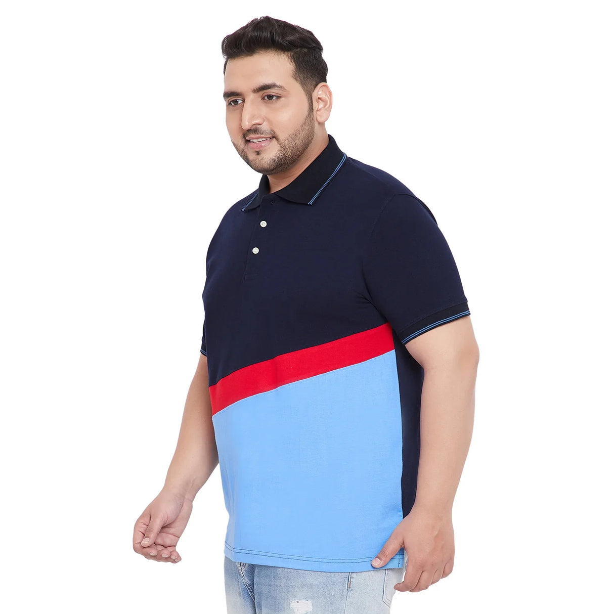 Men Plus Size Ezek Colorblock Polo Tshirt - bigbanana