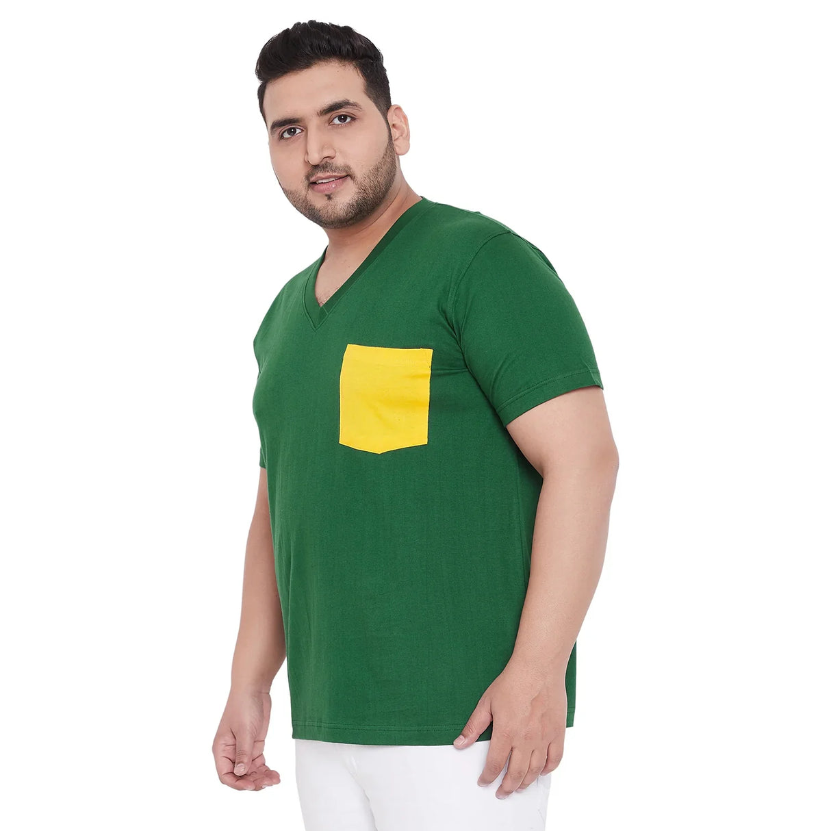 Men Plus Size Hagan GR Solid V Neck Tshirt - bigbanana