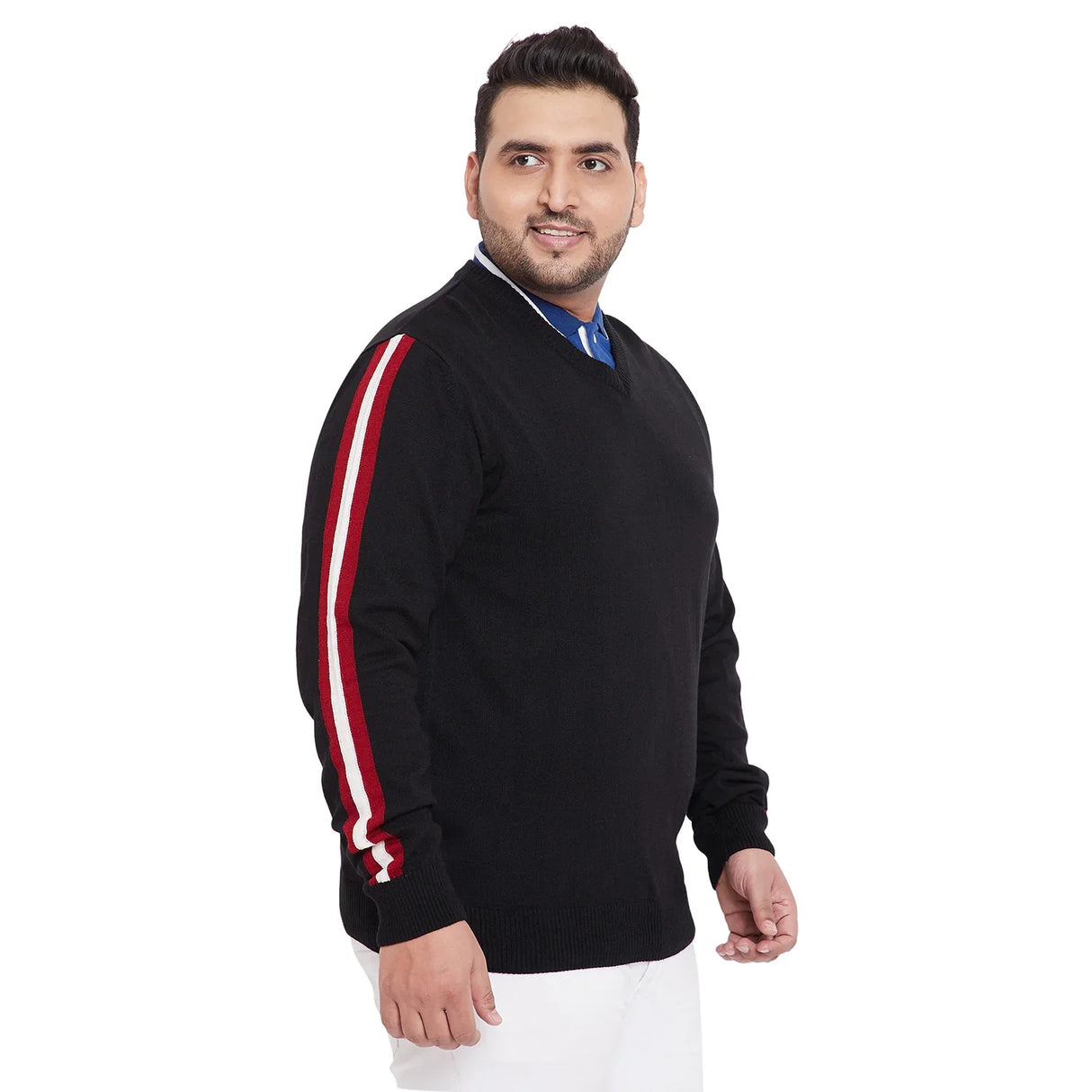 Men Plus Size Deep Solid Sweater - bigbanana