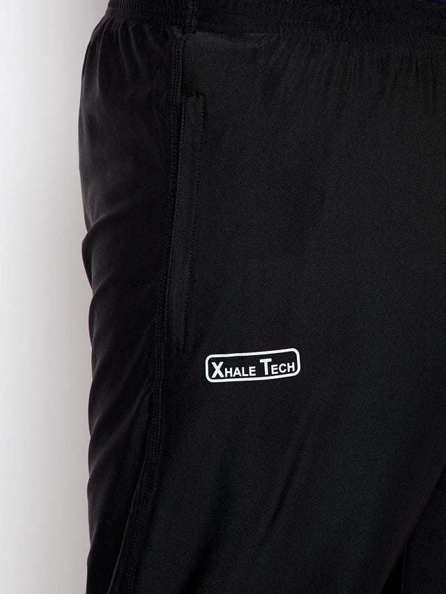 Black men's plus size joggers with elastic waist and Xhale Tech logo on pocket