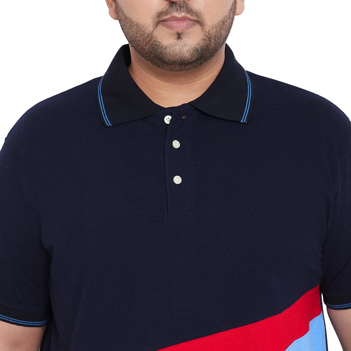 Men Plus Size Ezek Colorblock Polo Tshirt - bigbanana