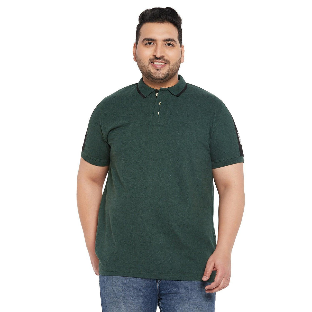 Men Plus Size Athletic Colorblock Polo Tshirt - bigbanana