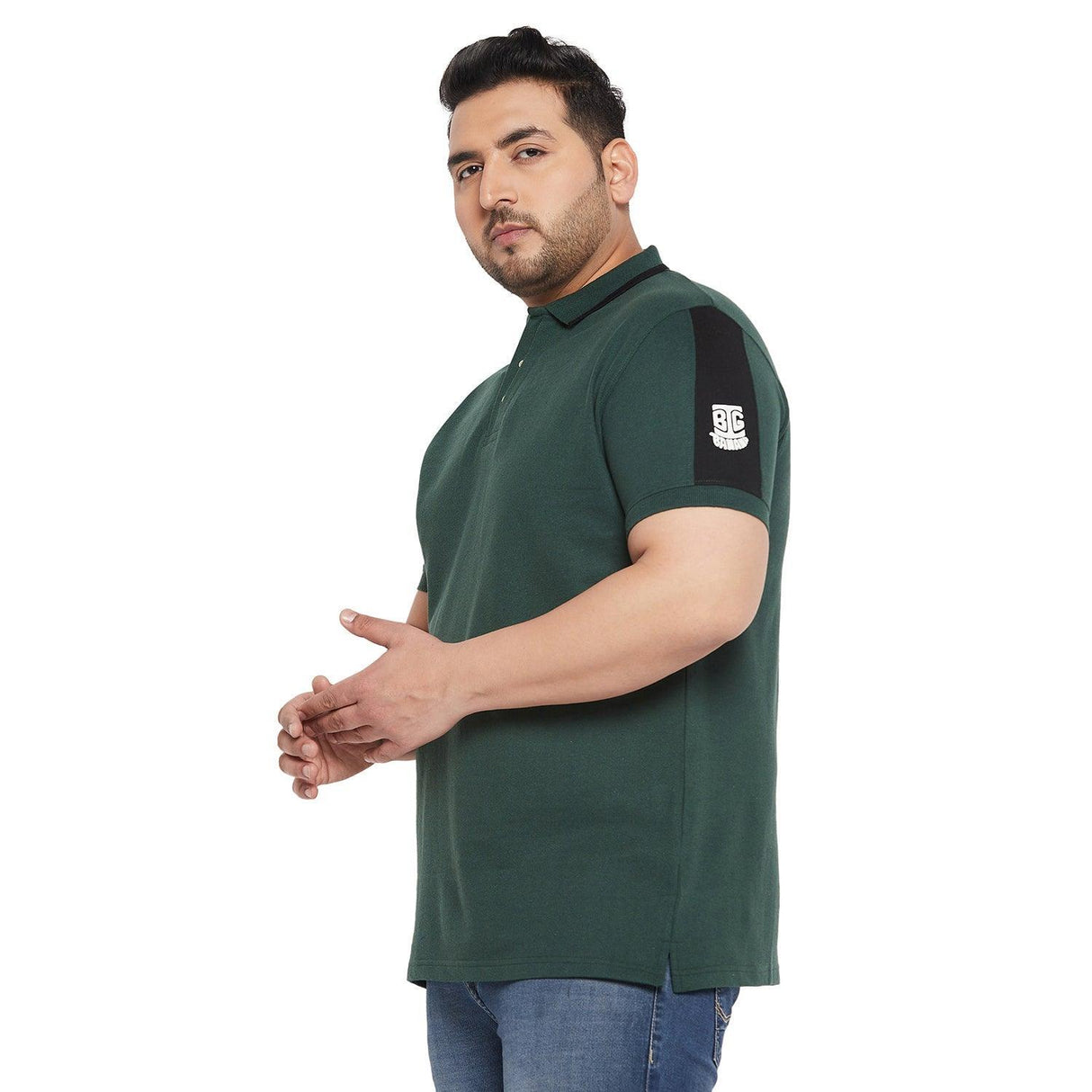 Men Plus Size Athletic Colorblock Polo Tshirt - bigbanana