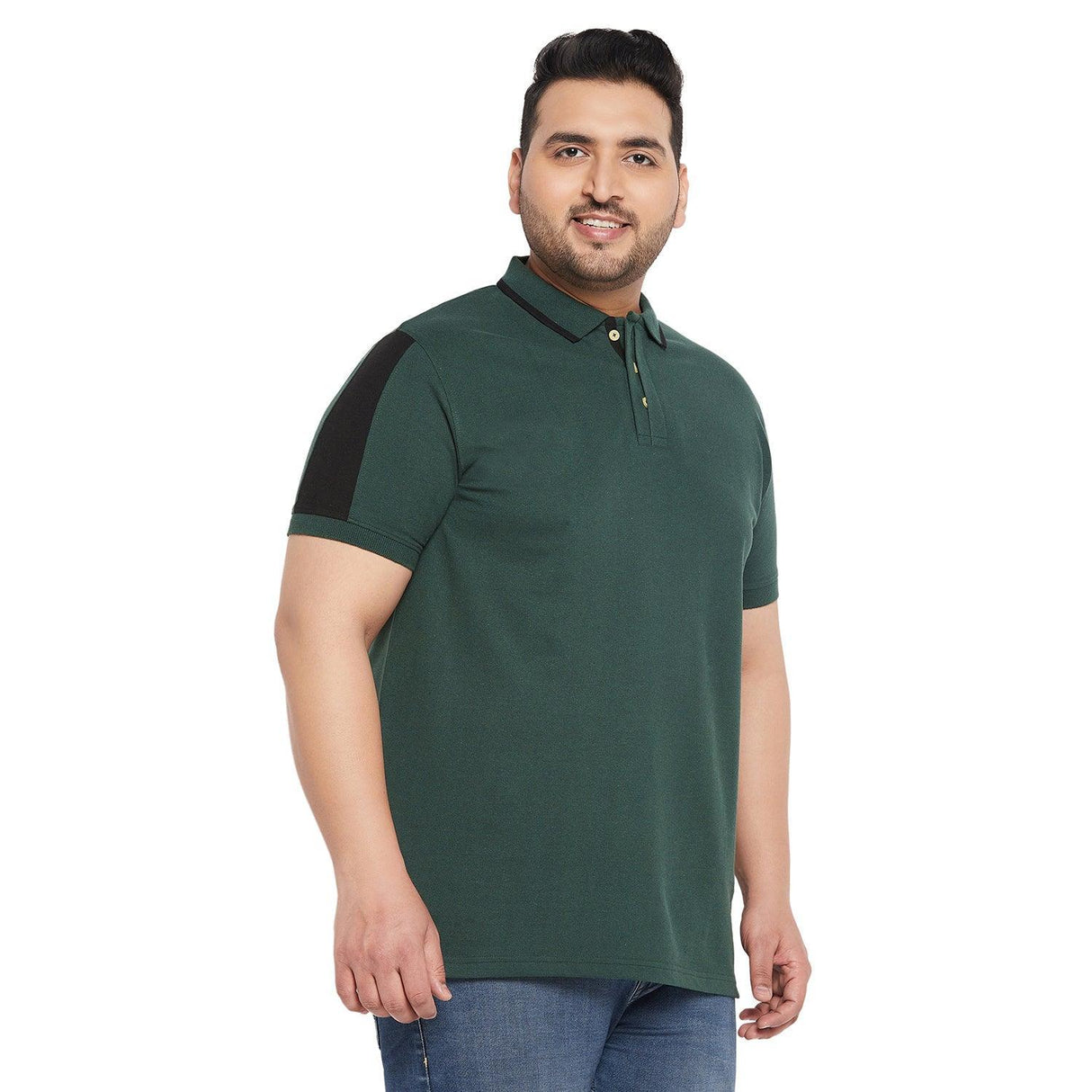 Men Plus Size Athletic Colorblock Polo Tshirt - bigbanana