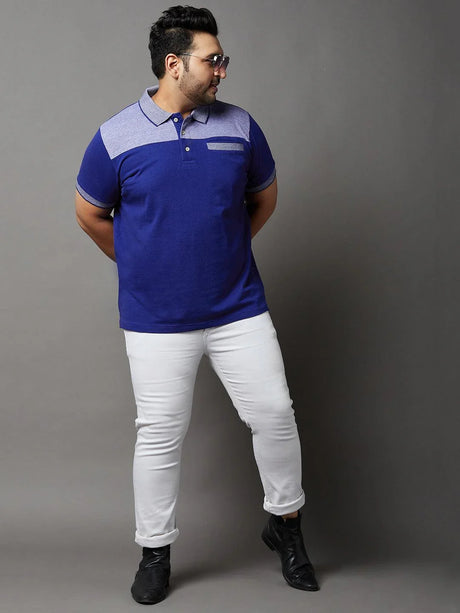 Men Plus Size Blaze Colorblock Polo Tshirt - bigbanana