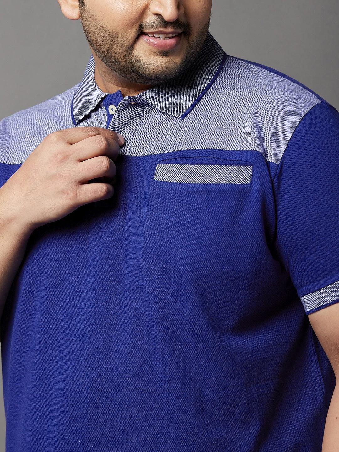 Men Plus Size Blaze Colorblock Polo Tshirt - bigbanana