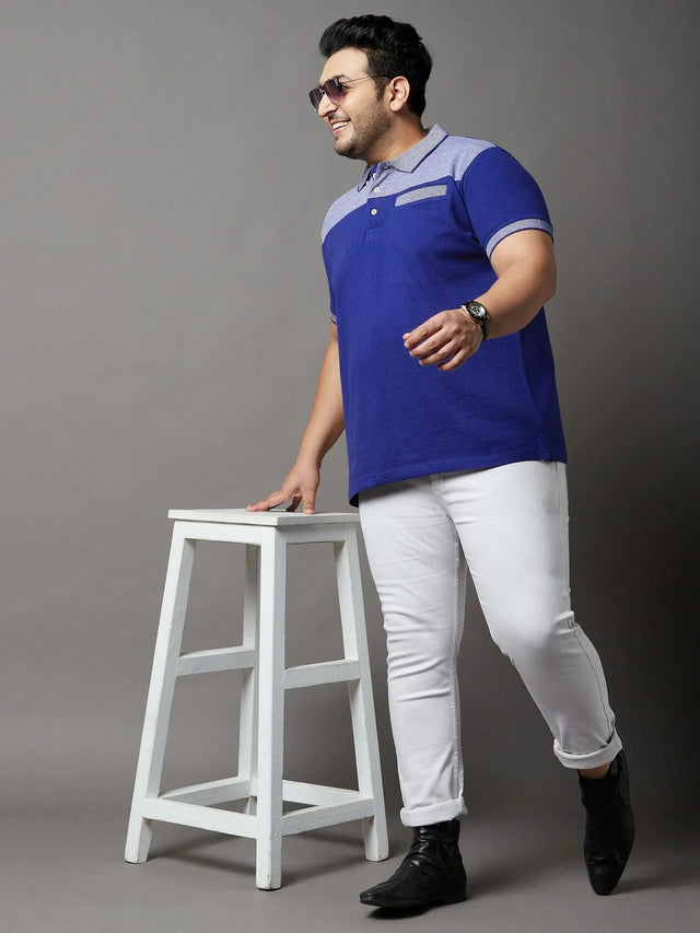Men Plus Size Blaze Colorblock Polo Tshirt - bigbanana