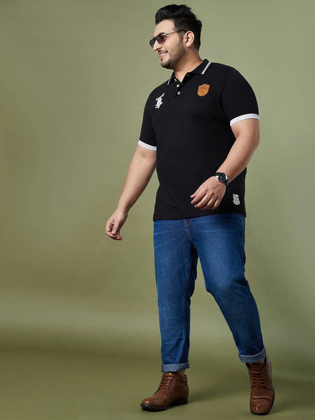 Men Plus Size Camshaft Solid Polo Tshirt - bigbanana